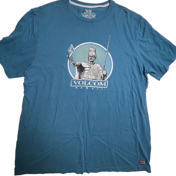 Volcom T Shirt Mens XXL Teal Modern Fit Graphic Organic Cotton Hawaii Surf Skate - Picture 1 of 8
